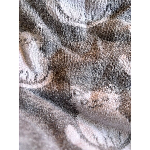 Jacquard Knit Smiling Cat Print Sweater Gray White Whimsical Juniors L - Picture 7 of 9